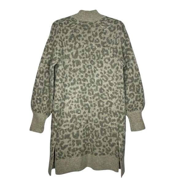 Abercrombie & Fitch Sweater Women XXS Beige Leopard Print Cardigan Open Front - Picture 2 of 5